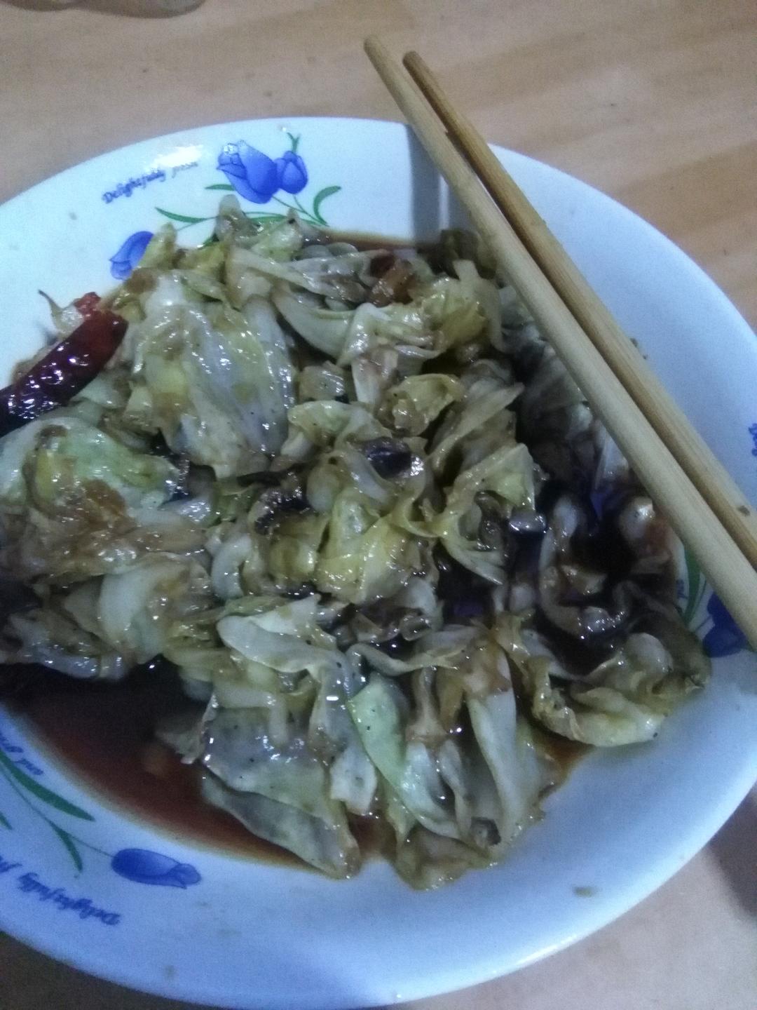 手撕圆白菜-新手下厨 Dry Chilli Cabbage