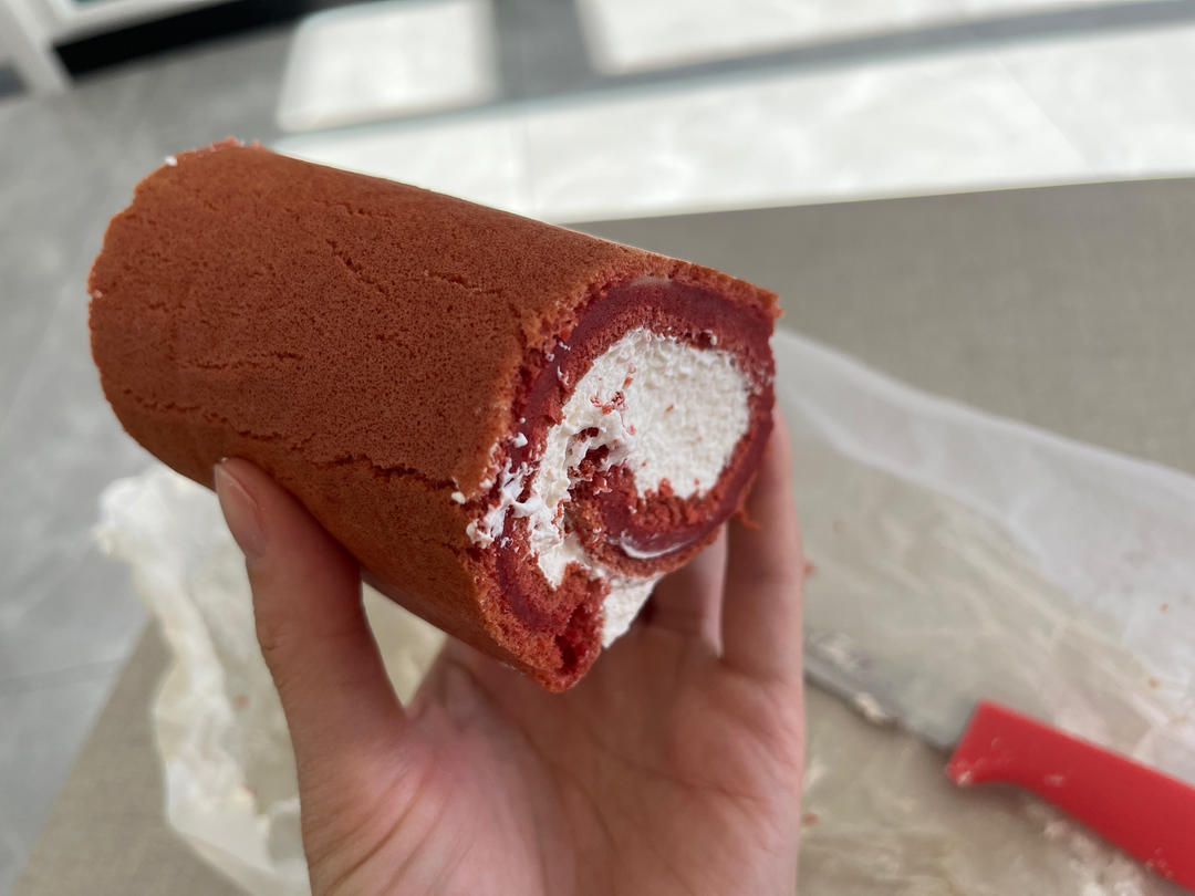 红丝绒蛋糕卷（完美毛巾底）