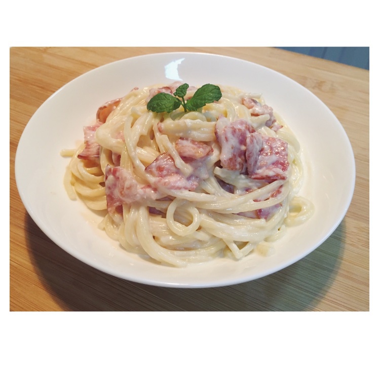 mycz32做的白汁蘑菇培根意粉