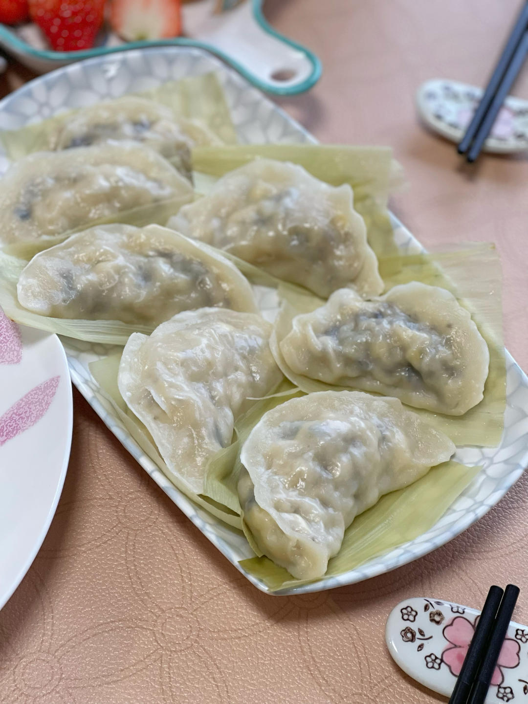烫面蒸、煎饺（素馅）
