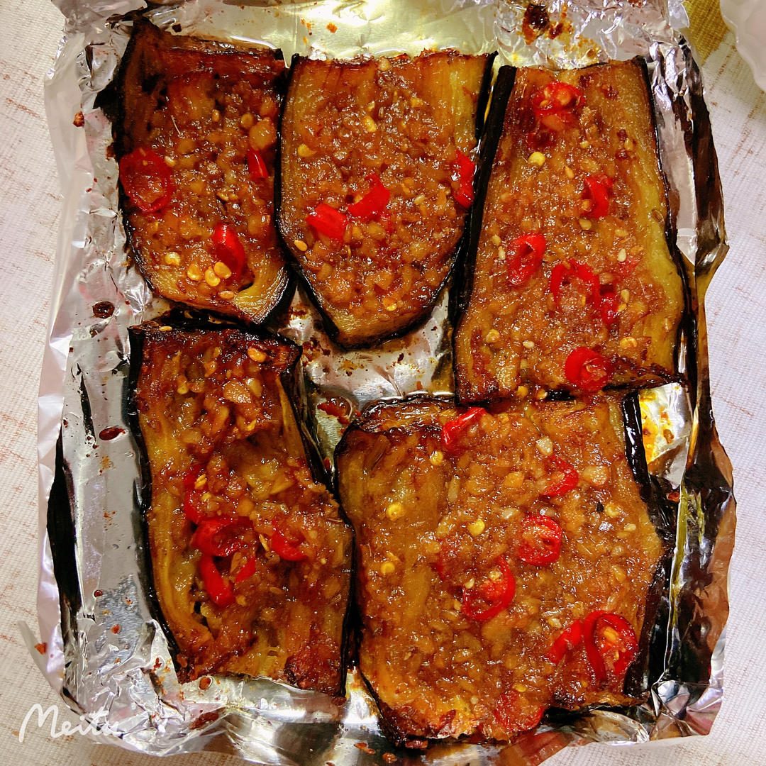 空气炸锅超简单的爆香蒜蓉烤茄子