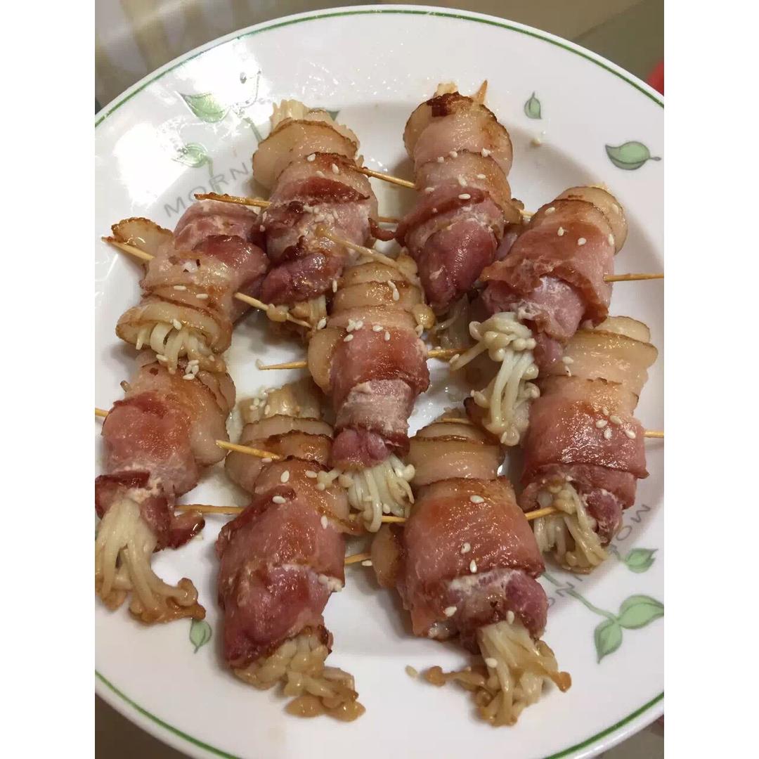 香煎培根金针菇卷
