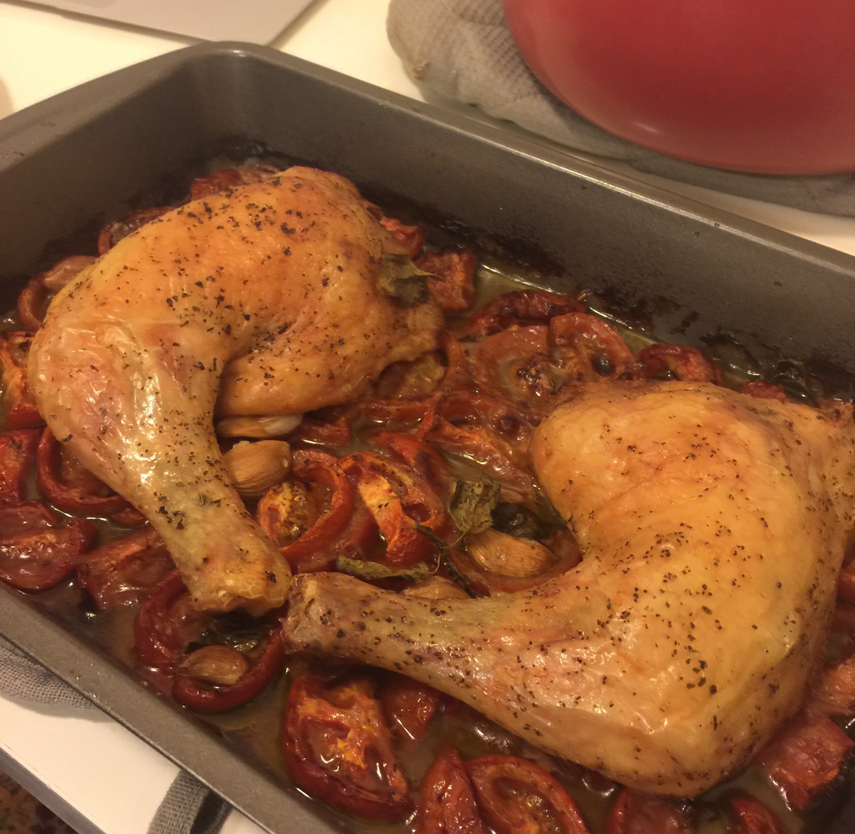 迷迭香番茄烤鸡腿/Roast chicken legs with rosemary and tomatoes