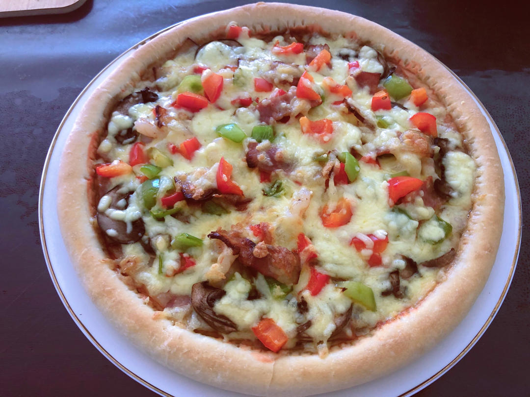 鲜虾🍤培根披萨🍕“内附敲好吃的饼皮做法”