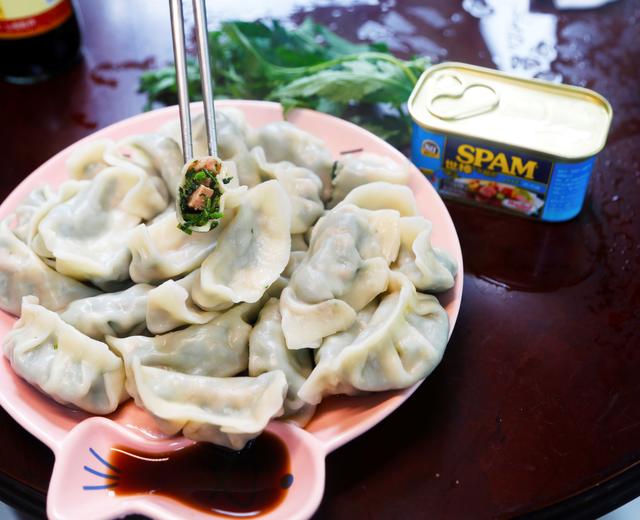 美味又健康的菊花叶午餐肉水饺来咯~~~的做法