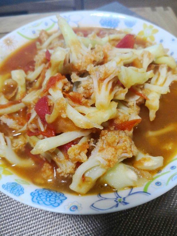 有机花菜炒西红柿
