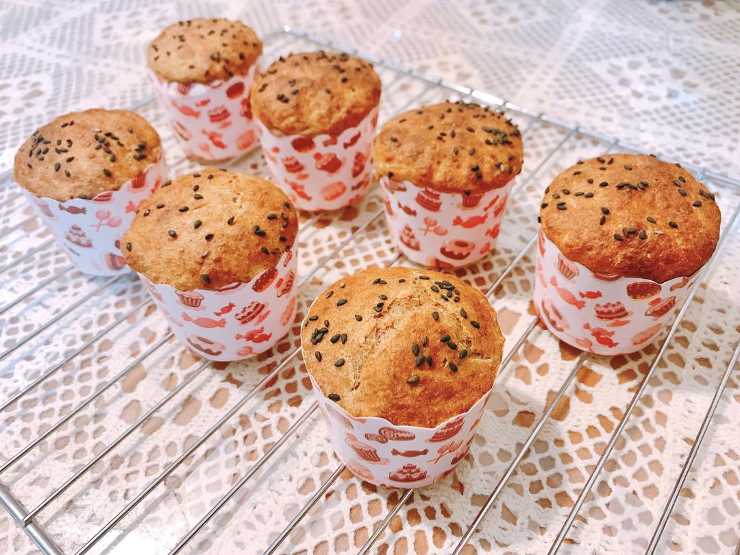 100%全黑麦香蕉玛芬蛋糕 健身低卡无糖无油纸杯蛋糕