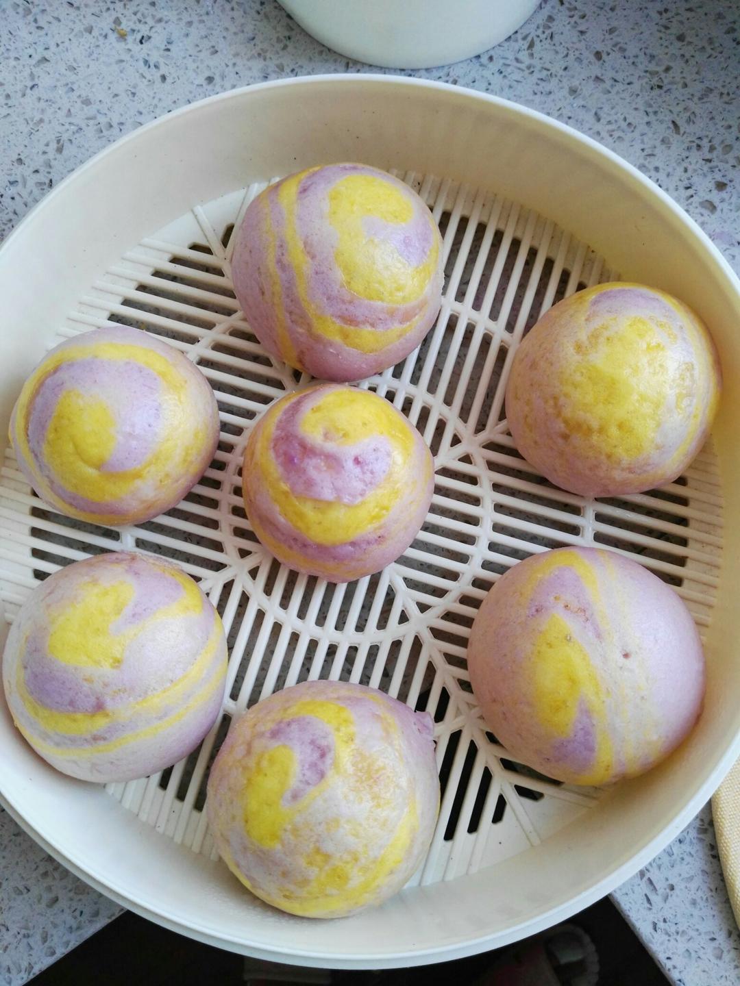 紫薯、南瓜螺旋馒头