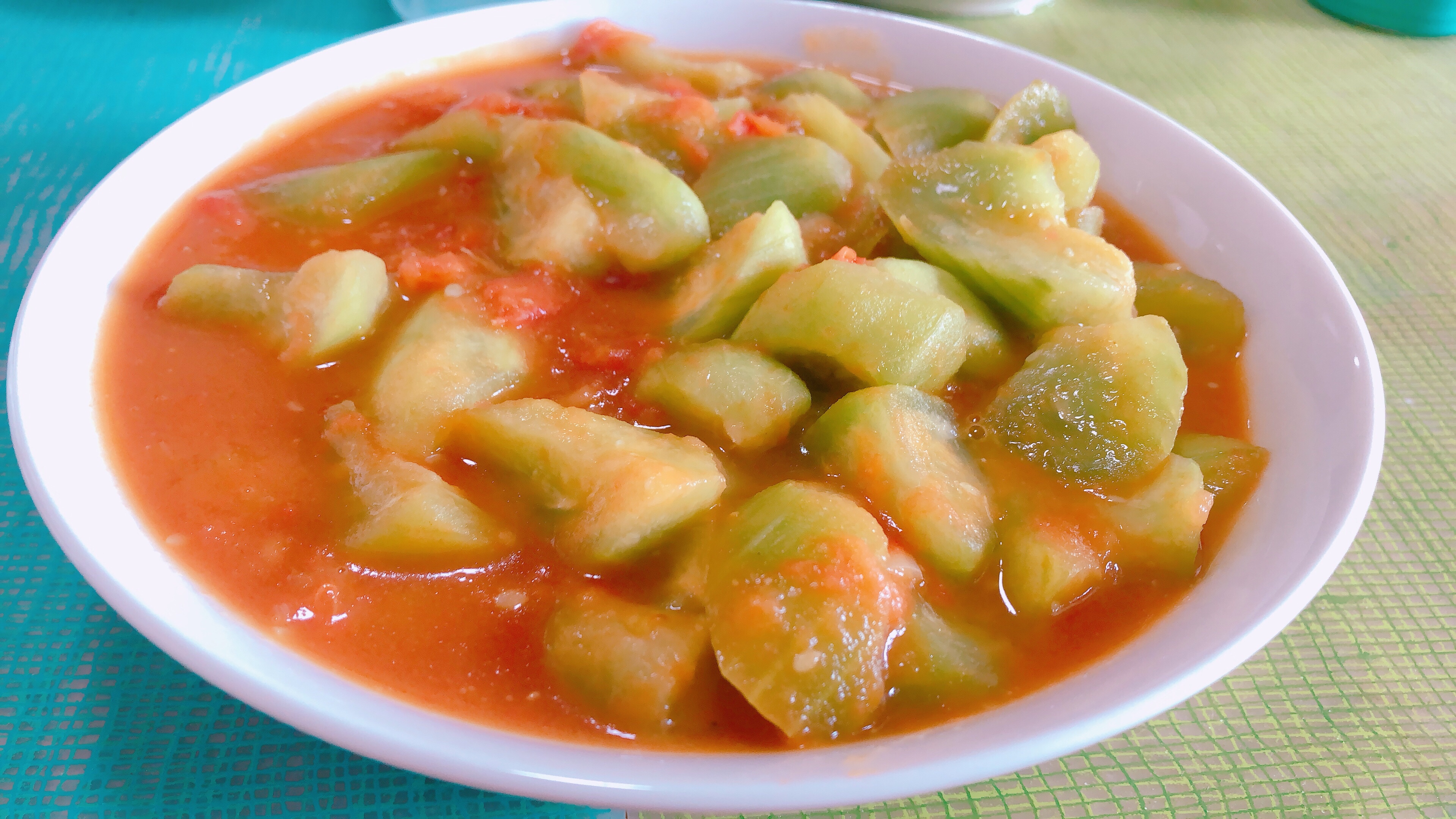 丝瓜烩西红柿🍅汁都喝光美味菜
