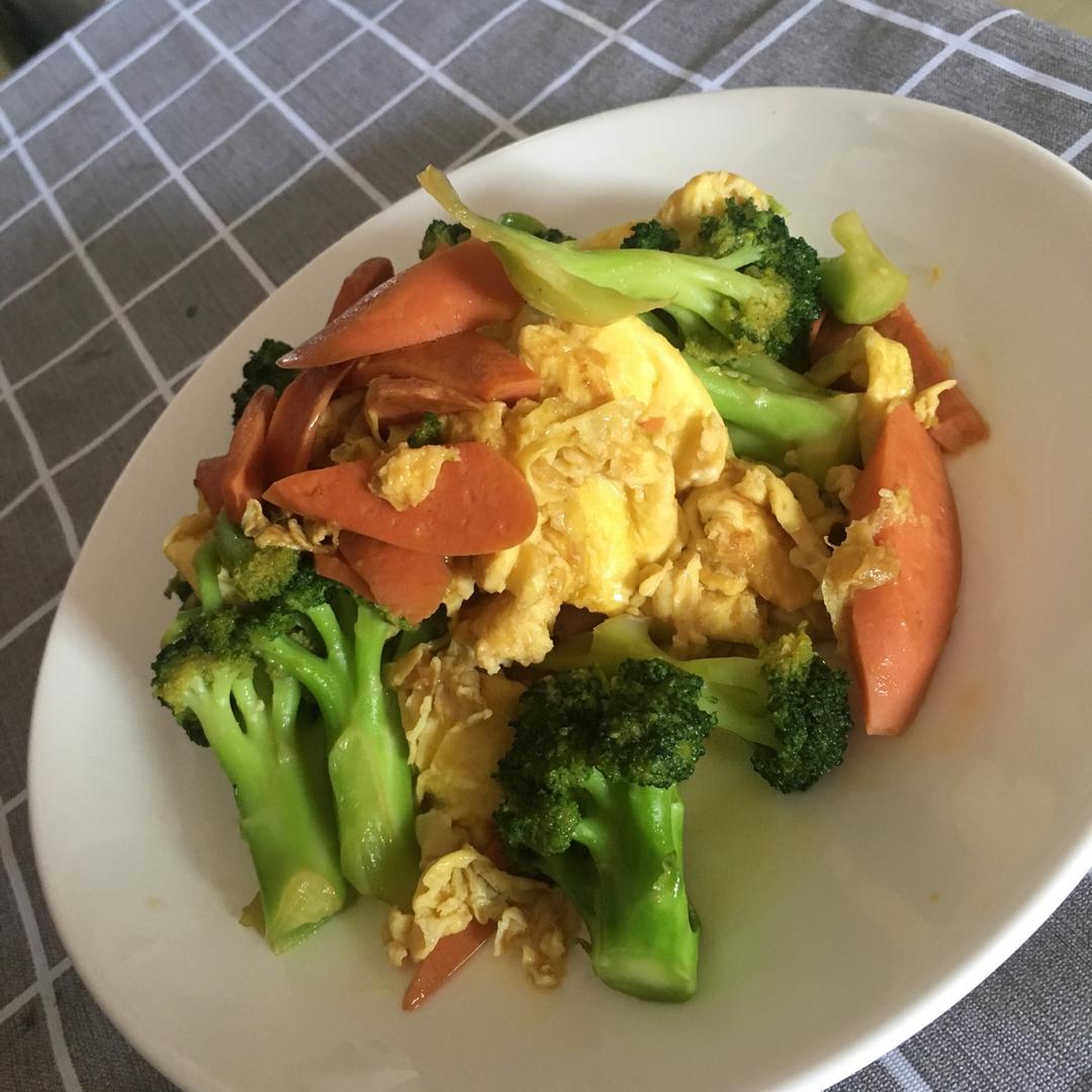 {☀快手晚餐☀}火腿肠滑蛋西兰花