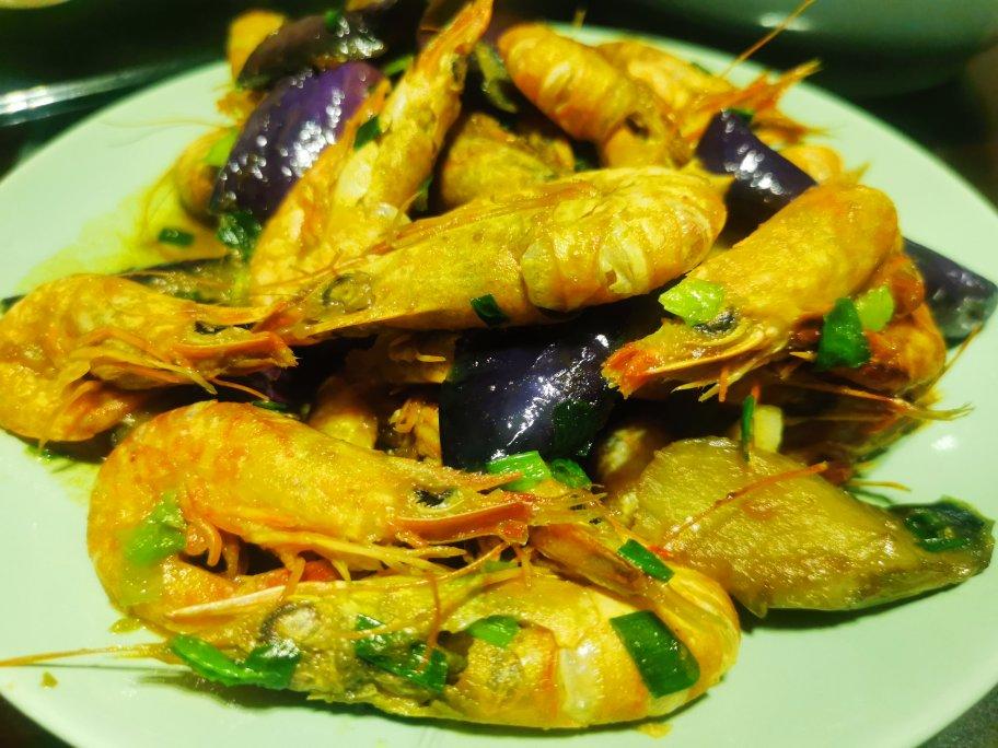 蒜香茄子焖海虾