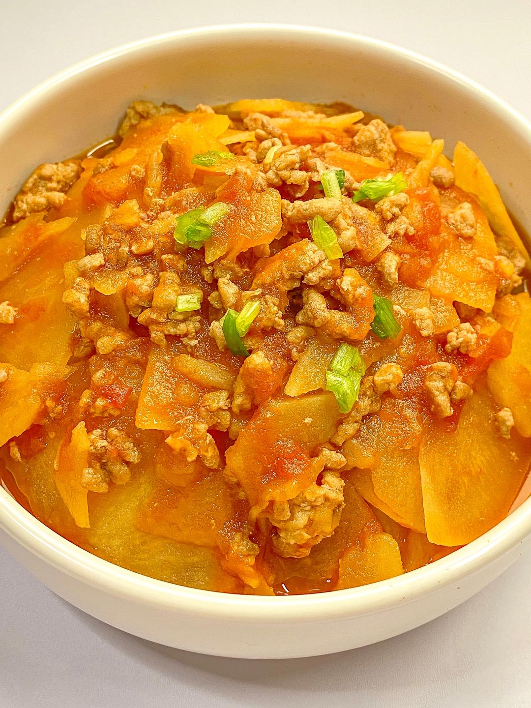 番茄肉末土豆片的做法