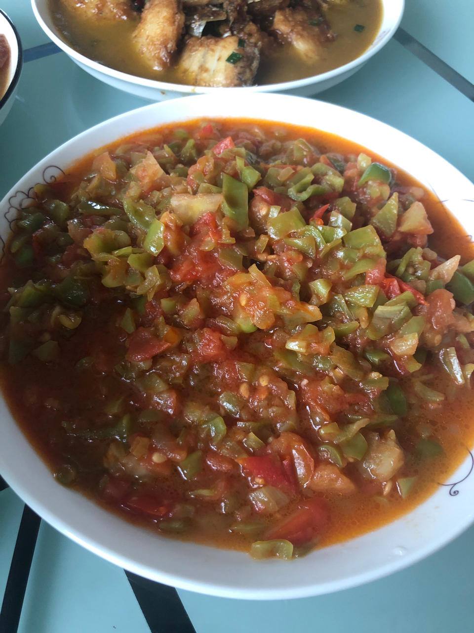 xyxc1315做的西红柿炒辣椒湘西菜夏日美味开胃菜