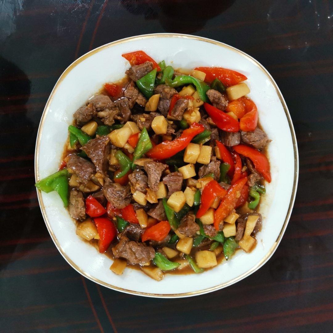 家常菜~杏鲍菇烧牛肉粒