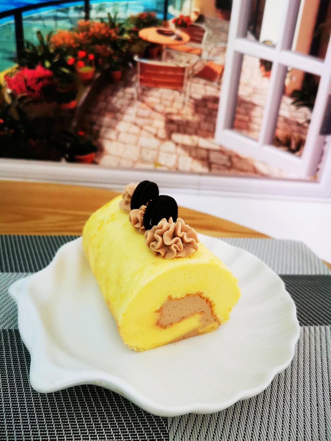 超好吃—摩卡可可奥利奥咸奶油蛋糕卷