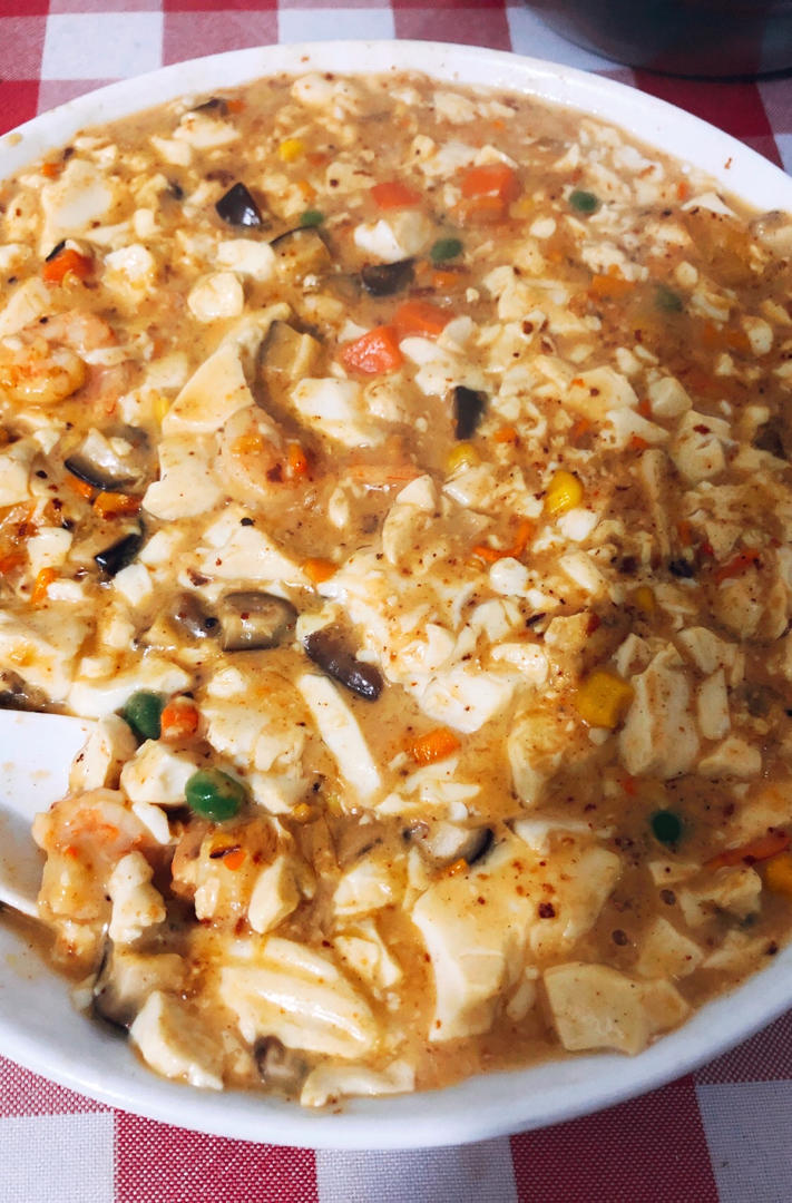 咸蛋黄虾仁豆腐羹