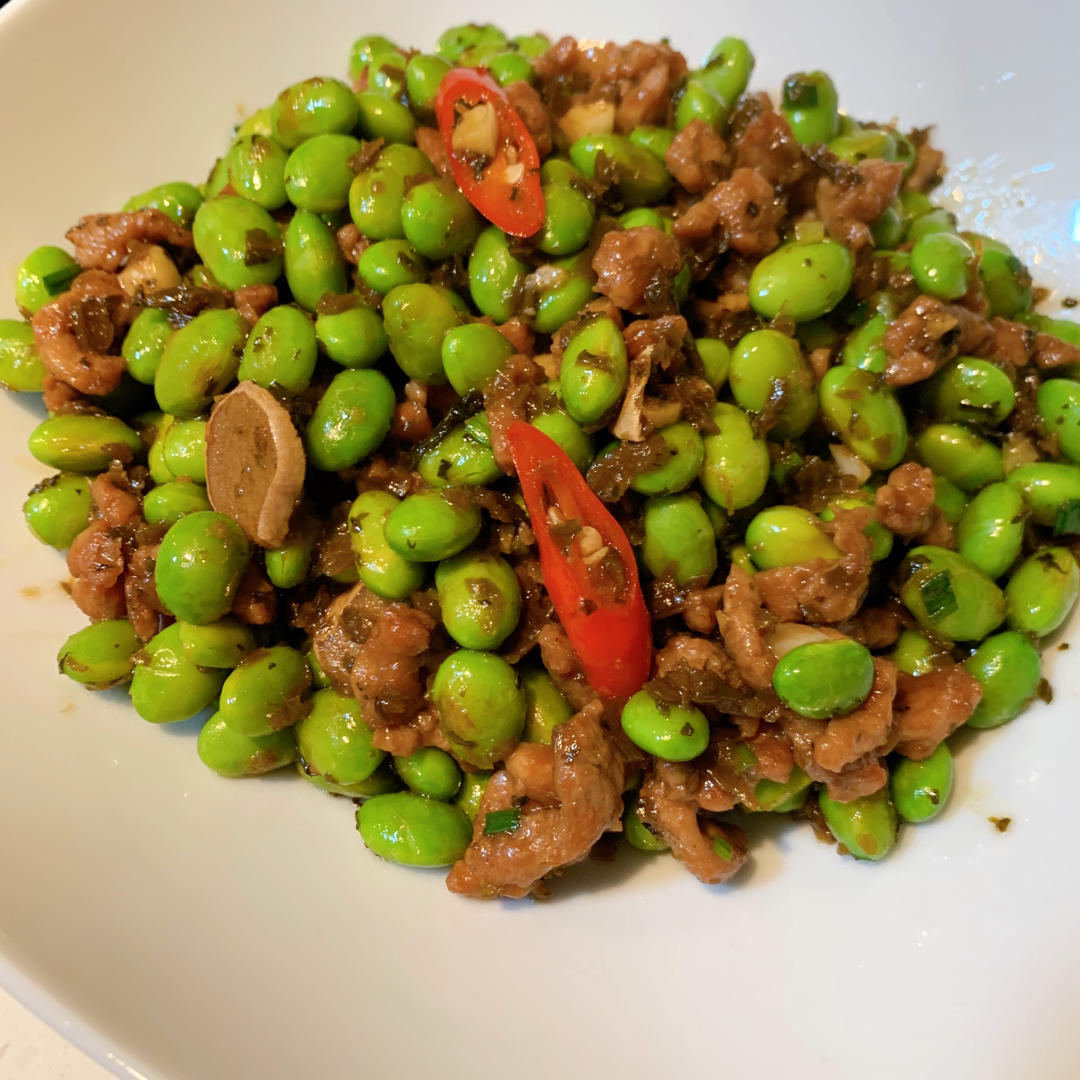 双眼皮的小眼睛xy做的辣炒毛豆鸡丁