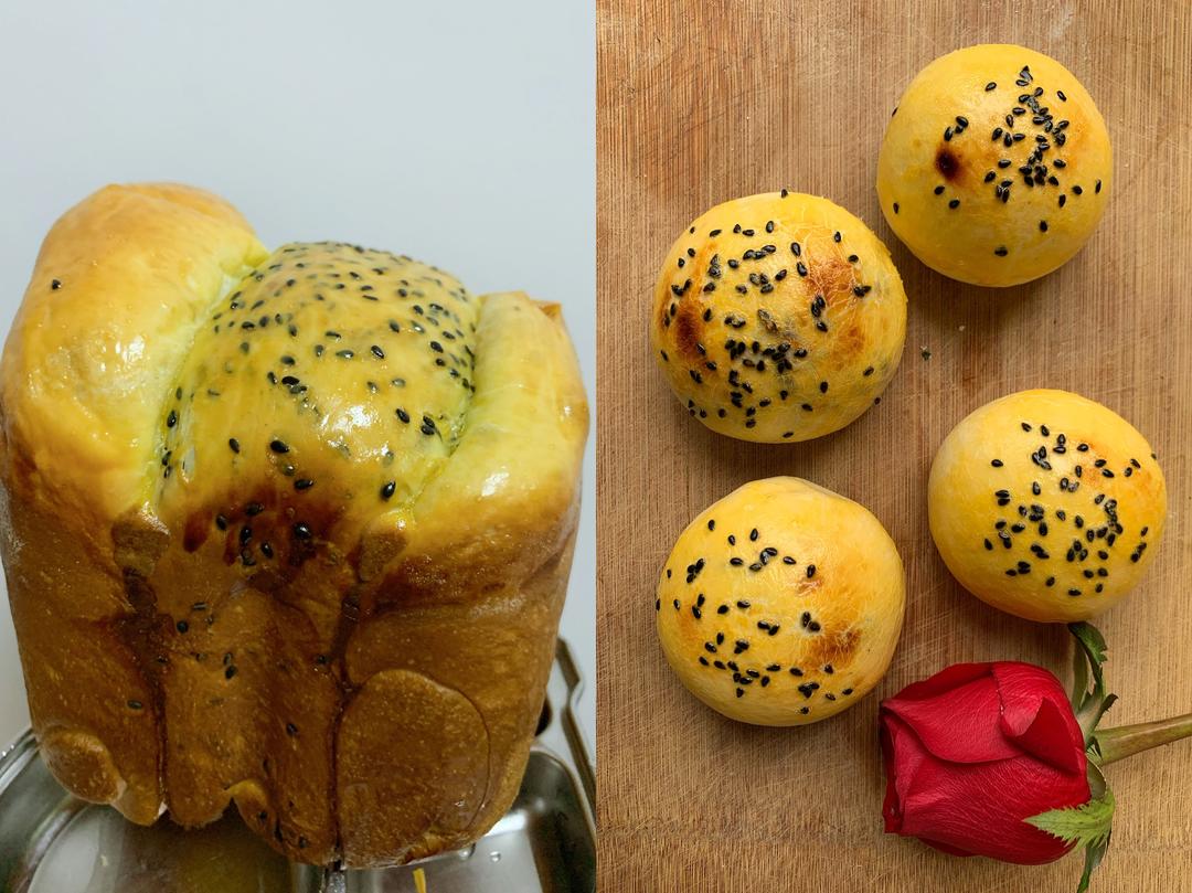 吐司酸奶+小圆圆面包