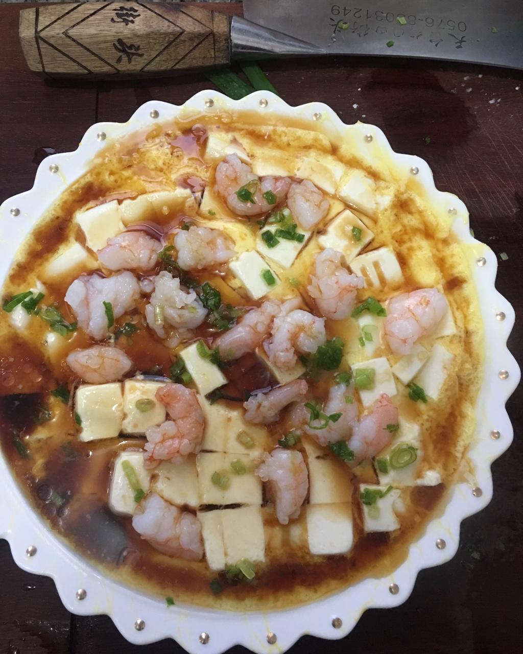 虾仁豆腐蒸水蛋