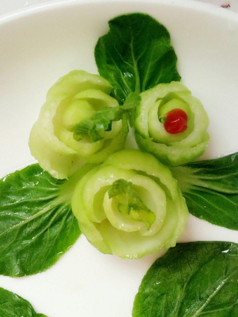 上海青玫瑰花(创意小盘饰の七)