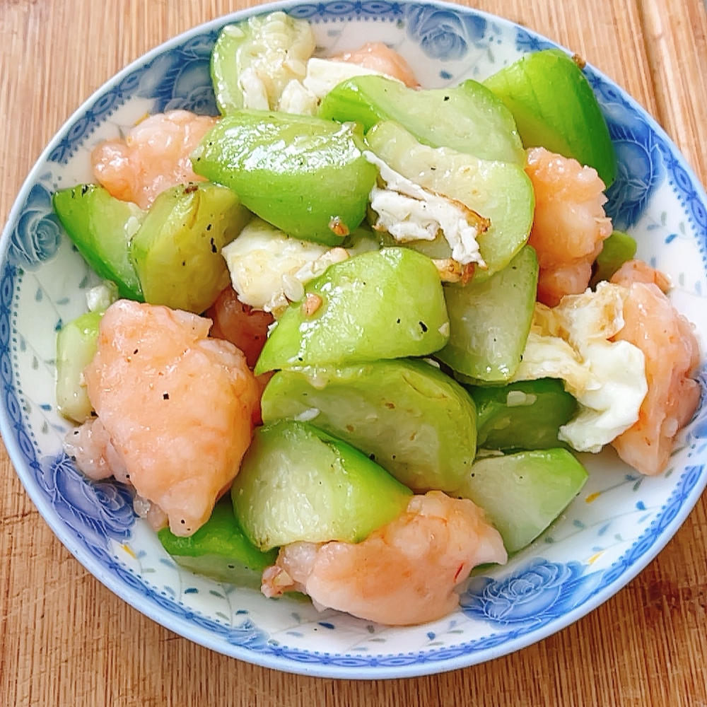快手～丝瓜虾仁炒蛋