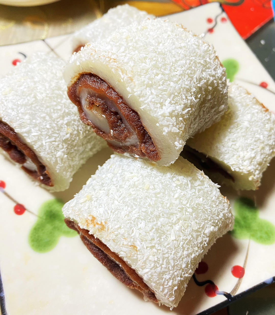 下午茶糕点【椰蓉豆沙糯米糍】超简单