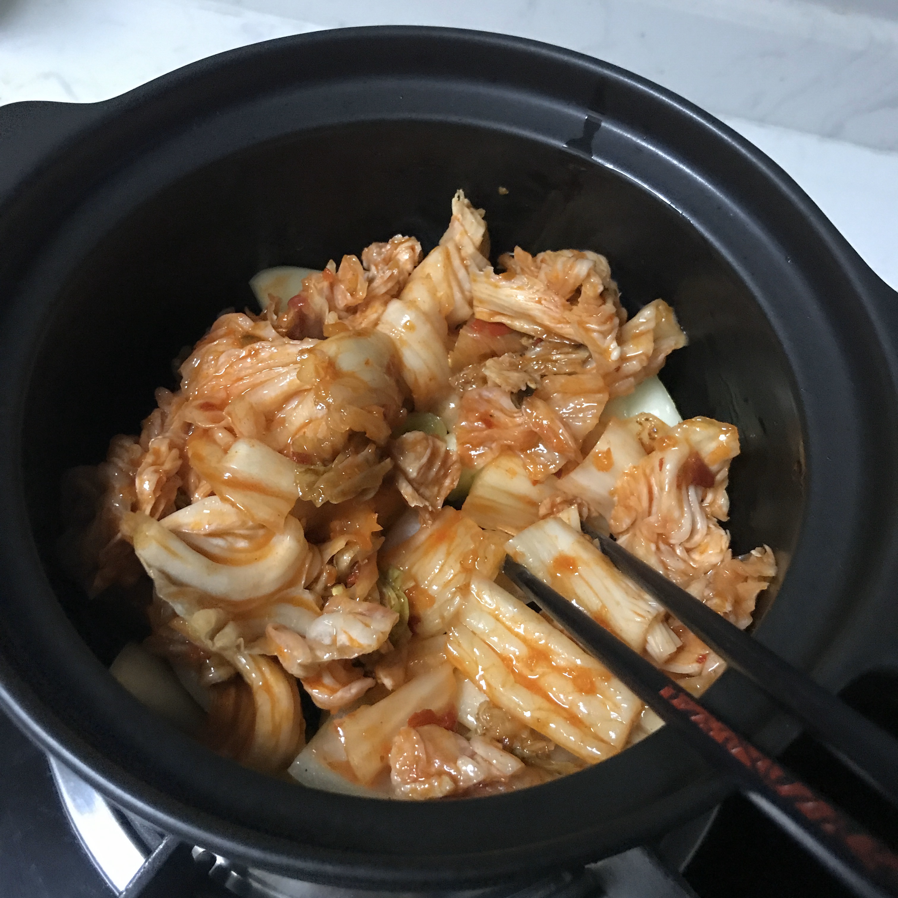 ❤️韩式泡菜豆腐汤：梨泰院class同款美食‼️的做法 步骤3