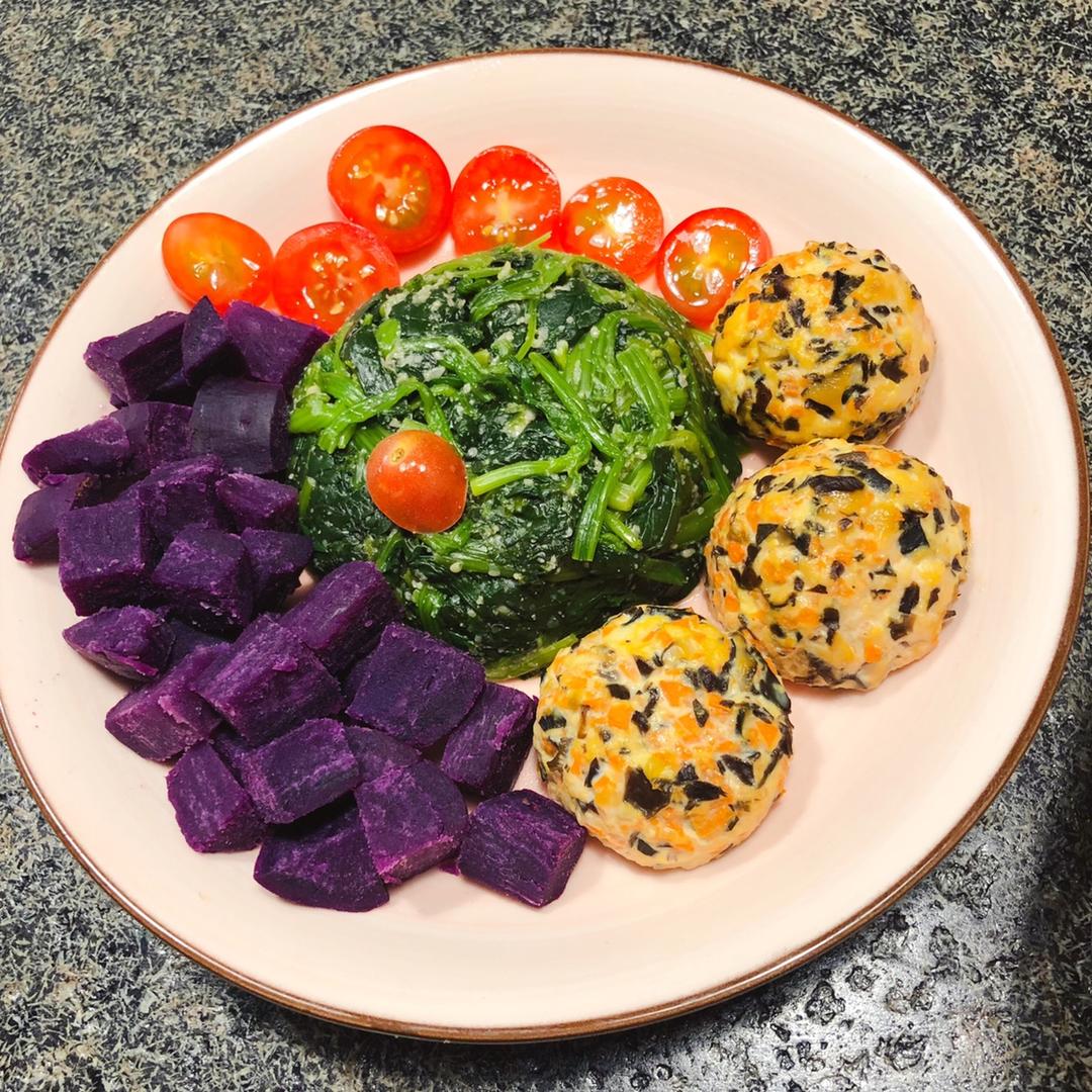 减脂餐-芝麻菠菜塔