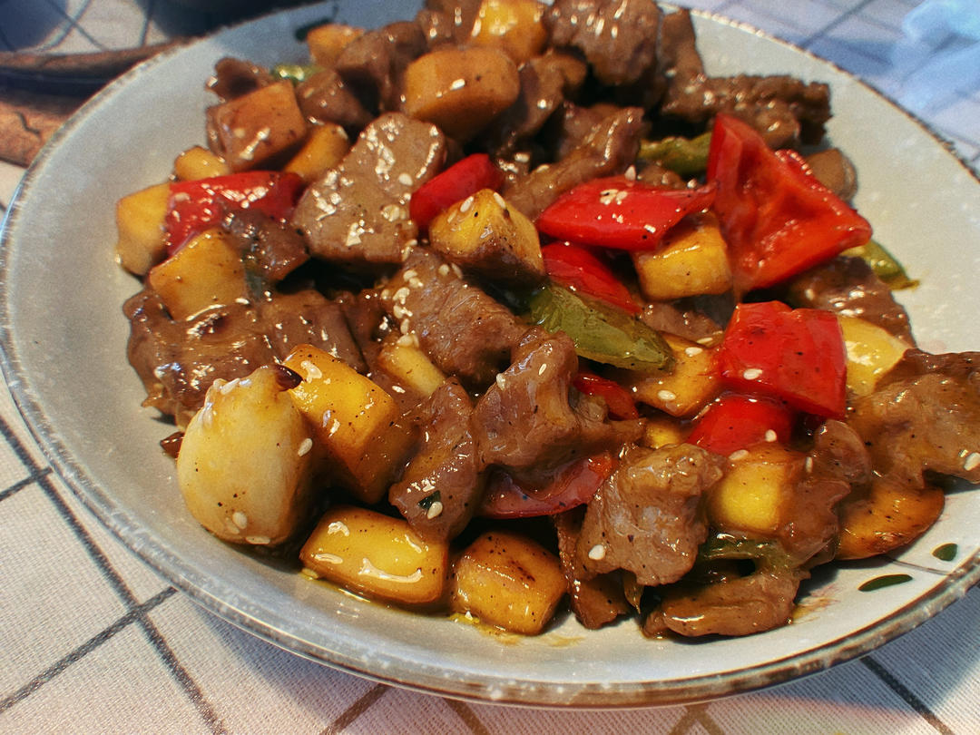 黑椒杏鲍菇牛肉粒