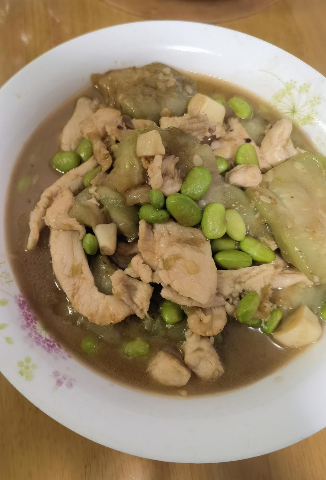 低热量！清爽家常菜｜丝瓜毛豆炒鸡胸肉