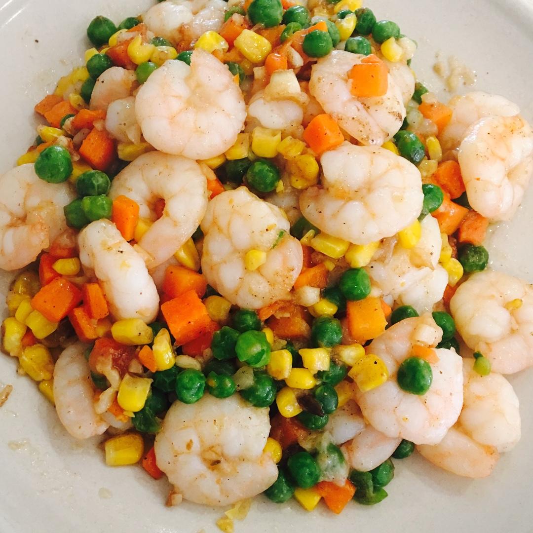 spring_yang做的三色炒虾仁