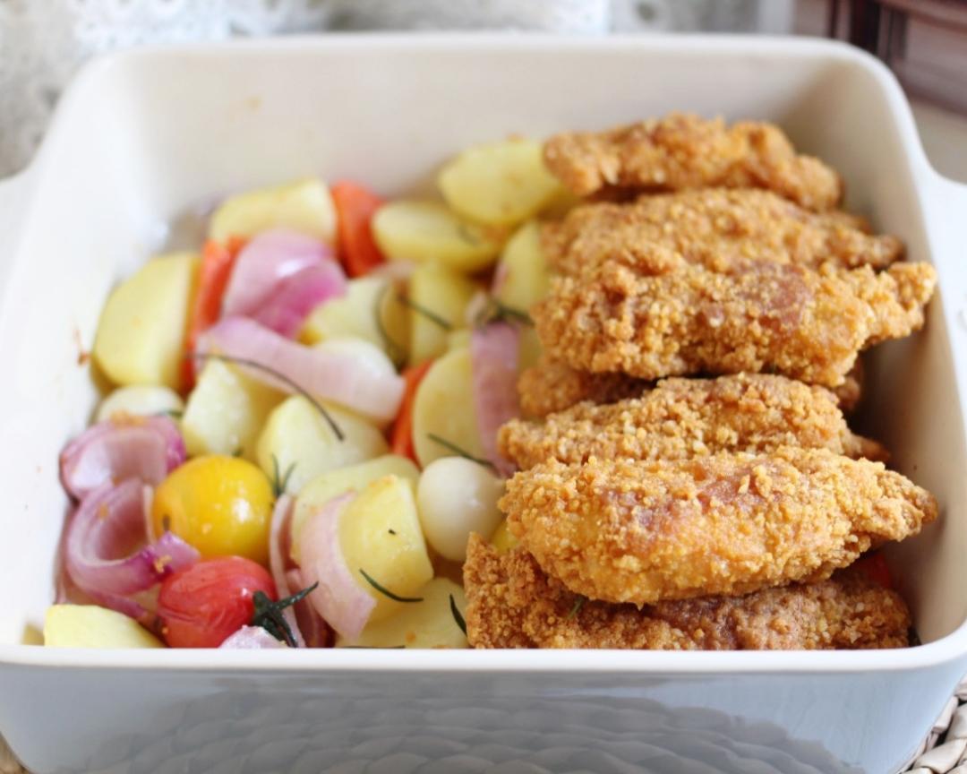 凤祥咸蛋黄嫩骨鸡烤时蔬的做法