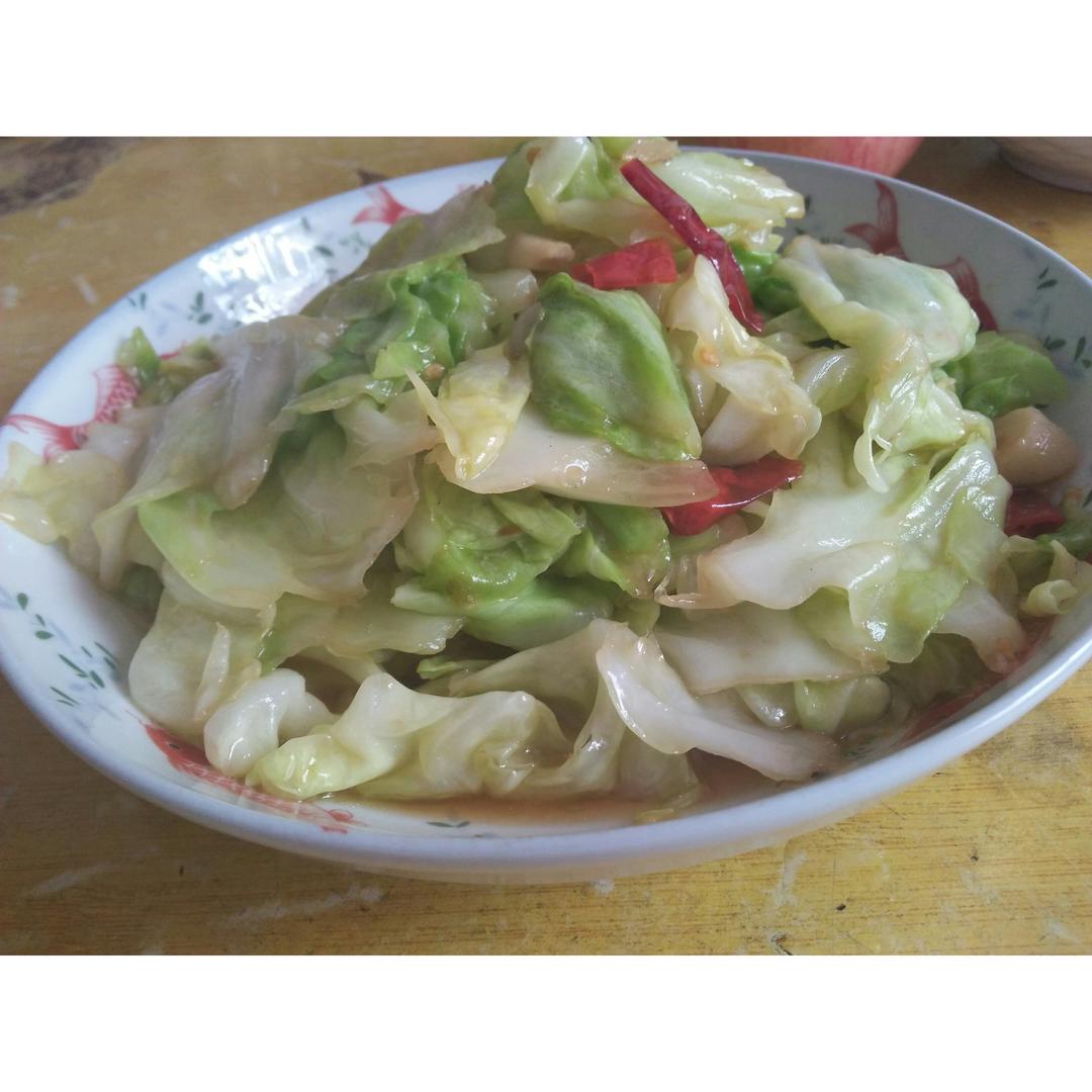 手撕圆白菜-新手下厨 Dry Chilli Cabbage
