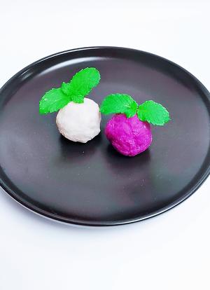 👄双色芋泥紫薯双拼👄芋泥球～紫薯球～😍冰淇淋球～万用烘焙馅料🌈鲜芋仙甜品捞的做法 步骤15