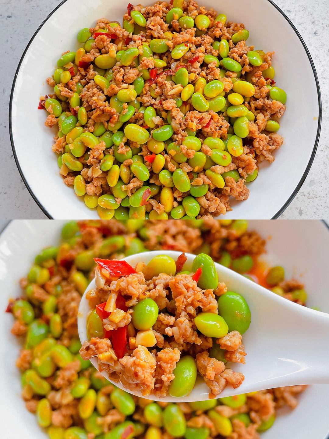 肉末炒毛豆的做法