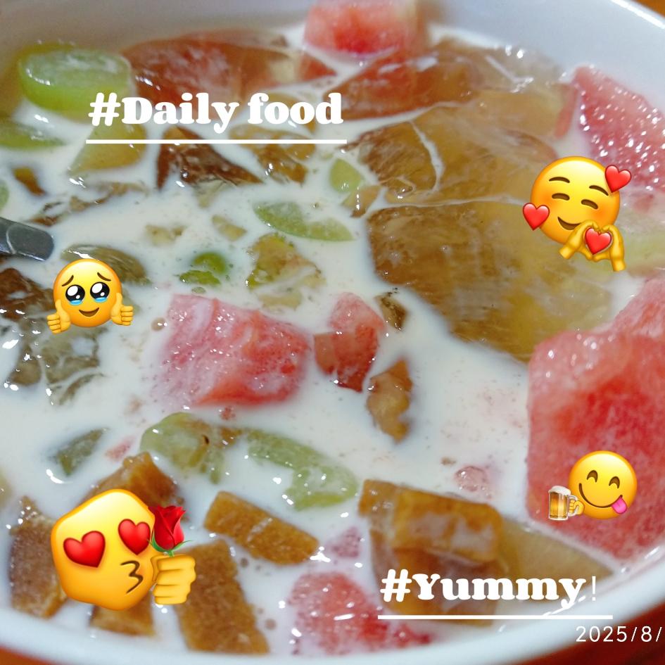 【清凉一夏❄️】牛奶水果冰粉✨的做法