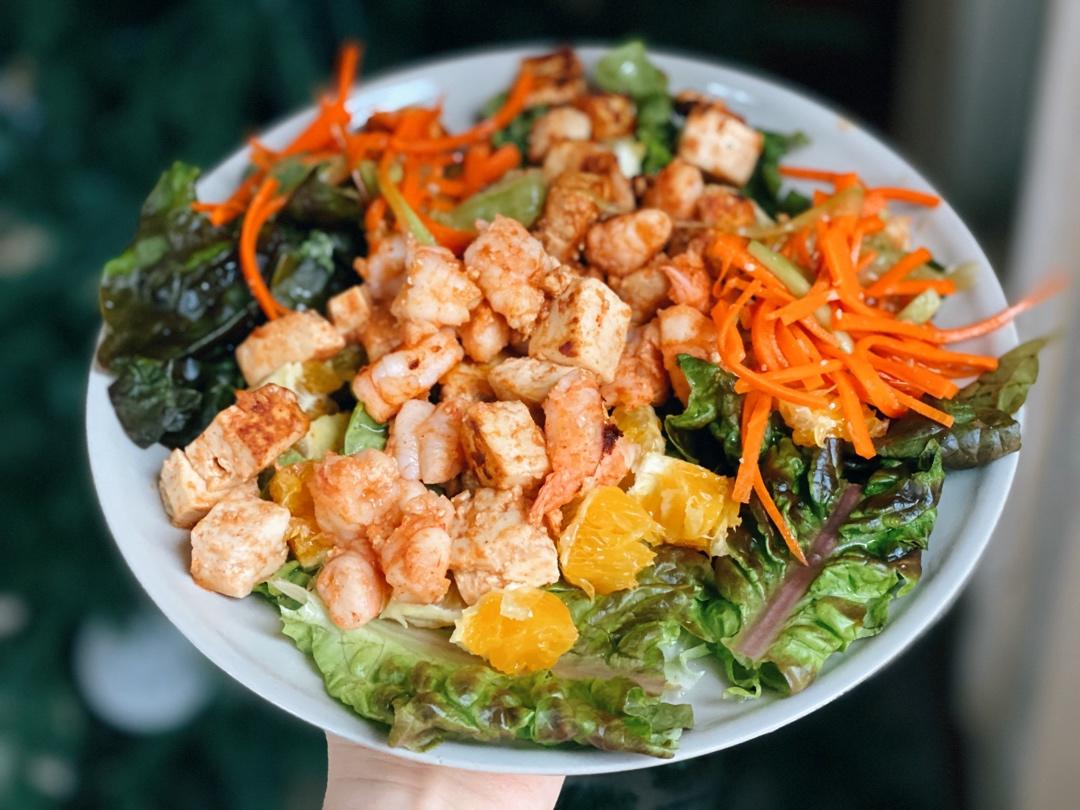 味噌姜汁豆腐虾仁橙香温沙拉【优质蛋白质】