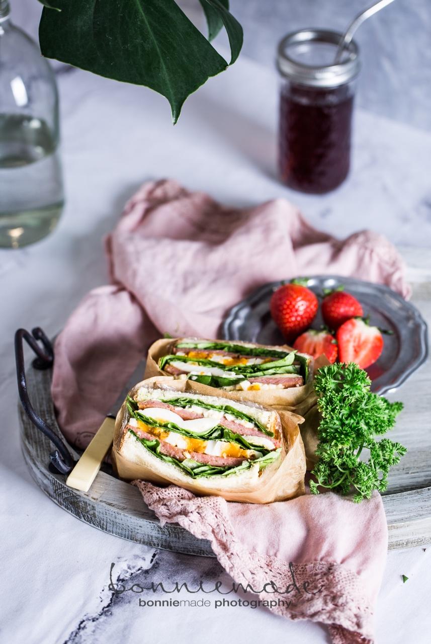 如何做超厚的沼三明治~详细tip！牛油果鸡蛋午餐肉三明治~