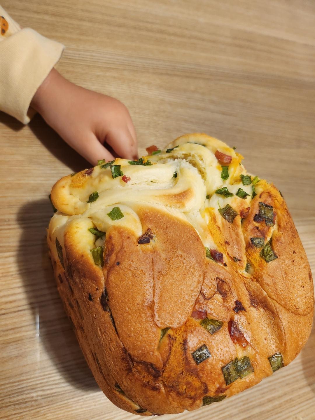 面包机做香葱肉松吐司