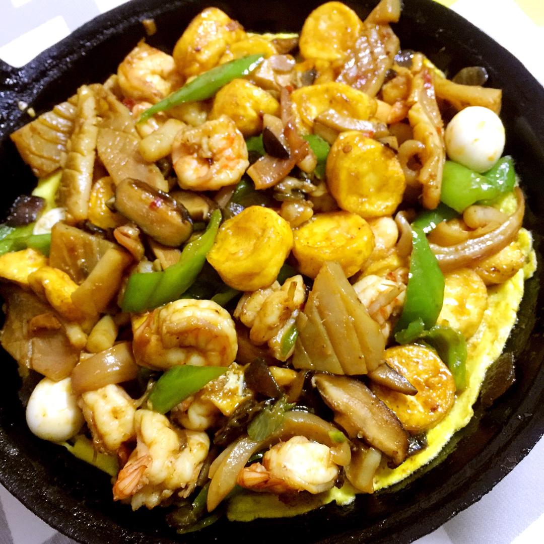 铁板海鲜日本豆腐 Seafood with Japanese Dofu