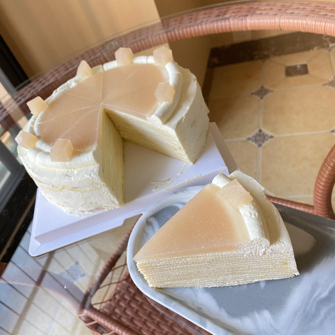 蝶豆花海盐奶酪千层蛋糕