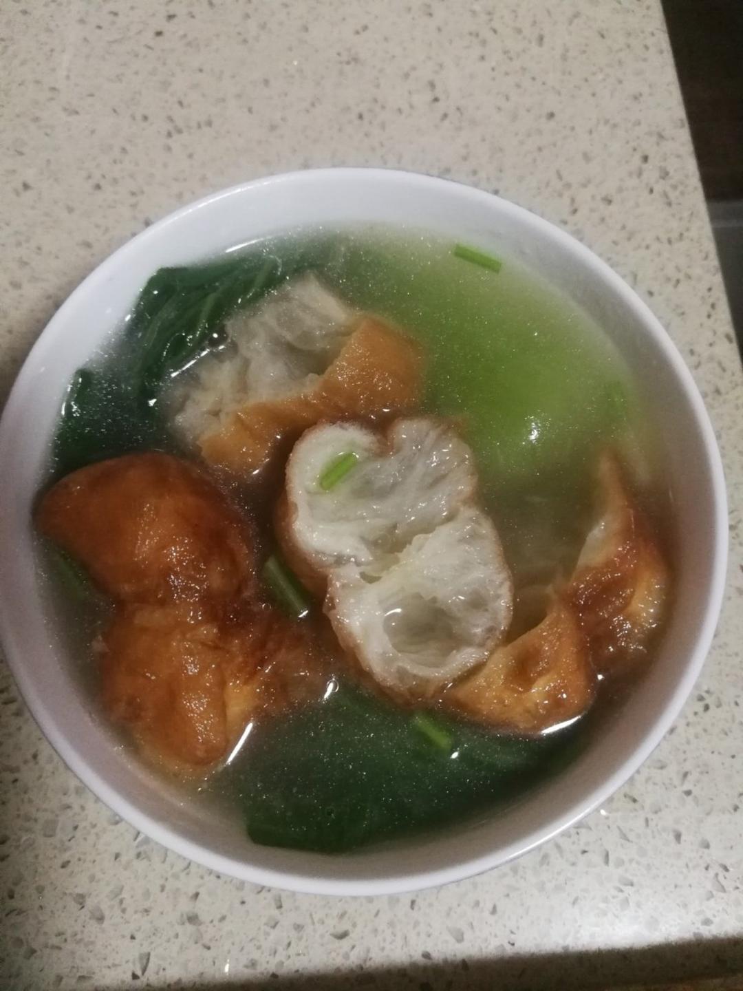 菠菜虾皮油条汤