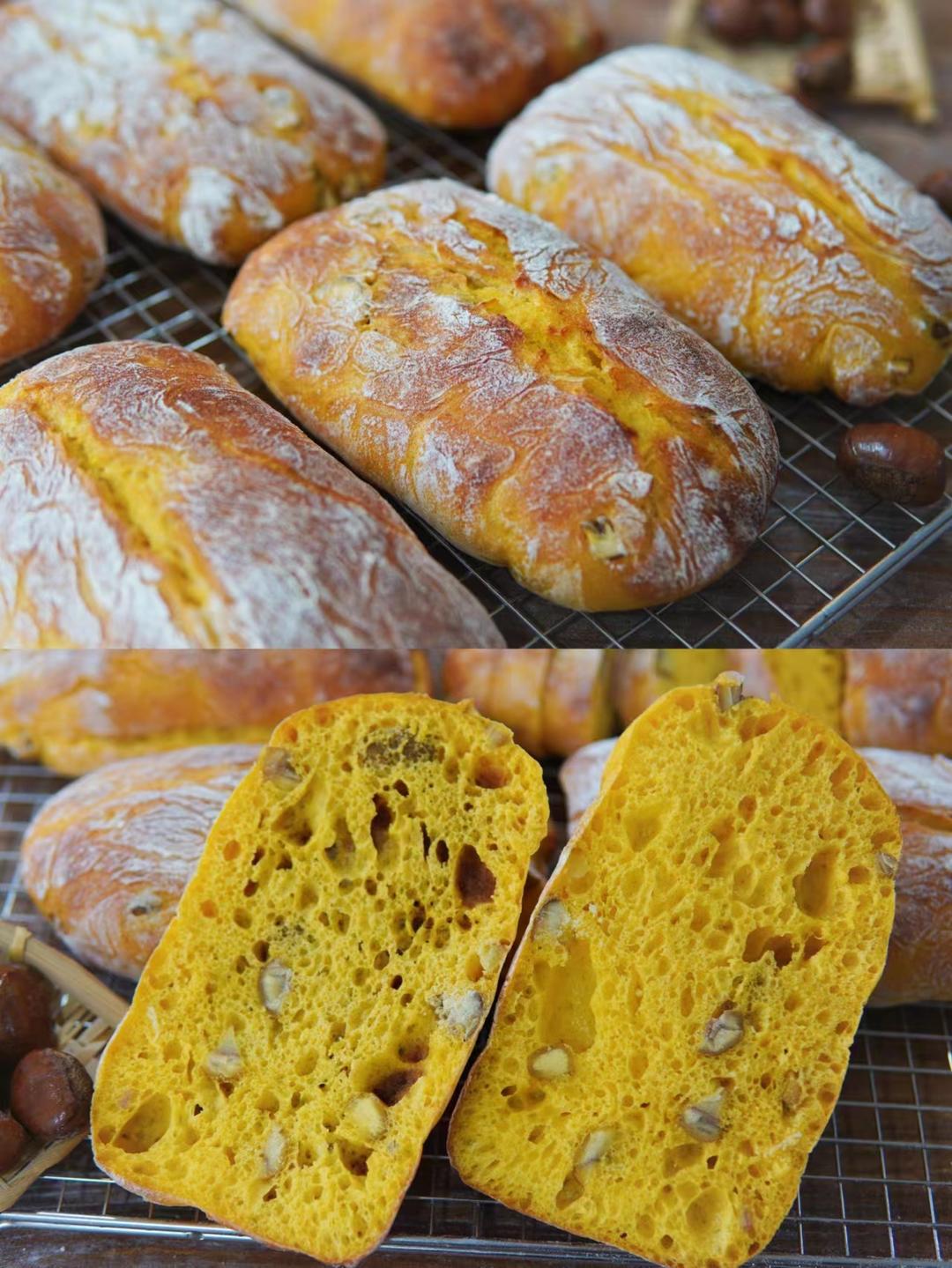 没想到南瓜和栗子做成的恰巴塔味道还挺搭!的做法