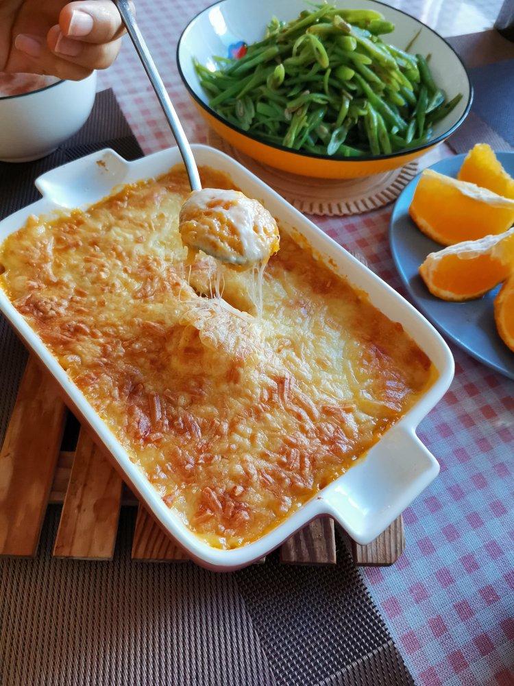 清茶666做的健康无油芝士焗红薯