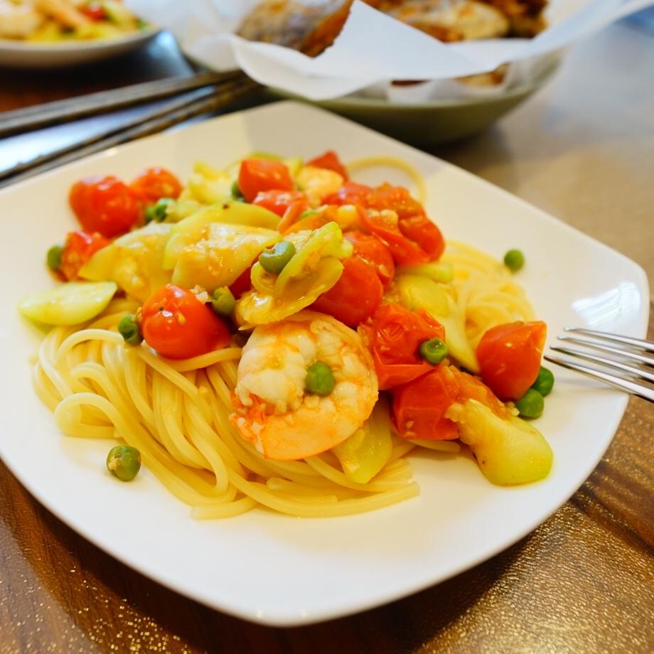 西葫芦海鲜意面