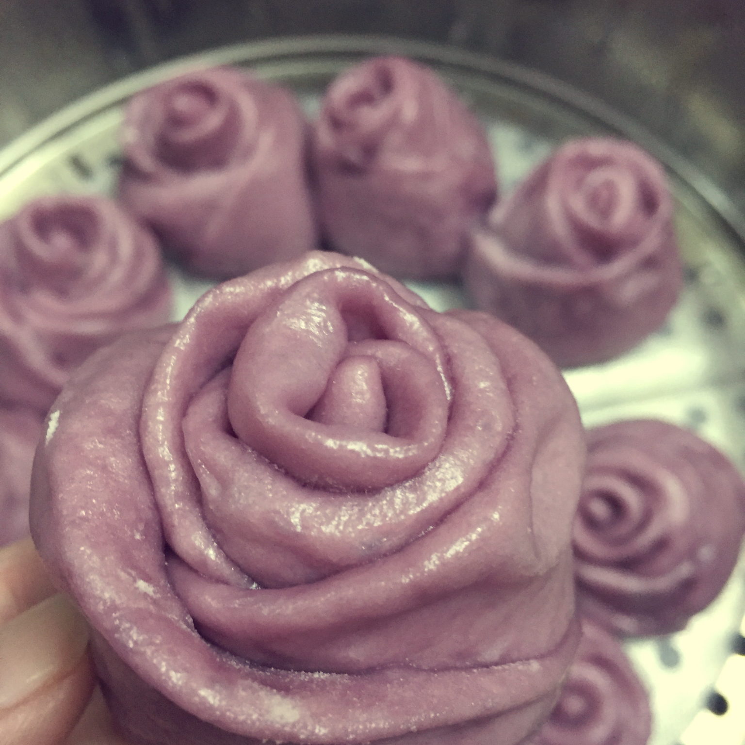 紫薯玫瑰花卷馒头