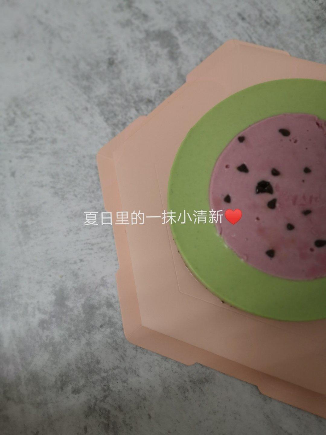 西瓜乳酪慕斯蛋糕（覆盆子慕斯+抹茶慕斯）