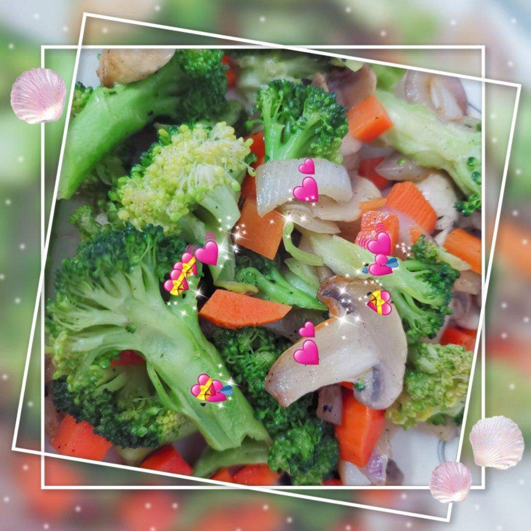 健康低脂家常菜—西兰花炒口蘑