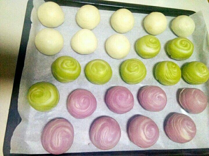 蛋黄酥~紫薯、抹茶、原味~花好月圆，中秋快乐~内附一次做六色蛋黄酥方法~