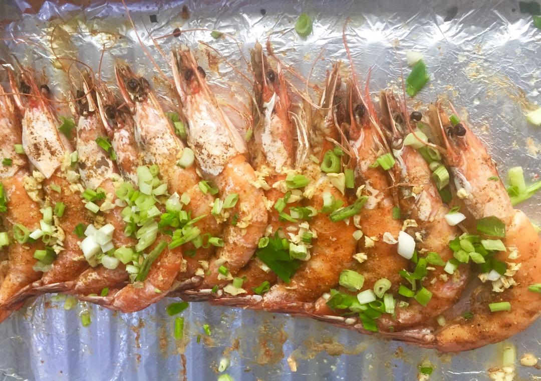 香葱孜然烤虾（烤箱版）